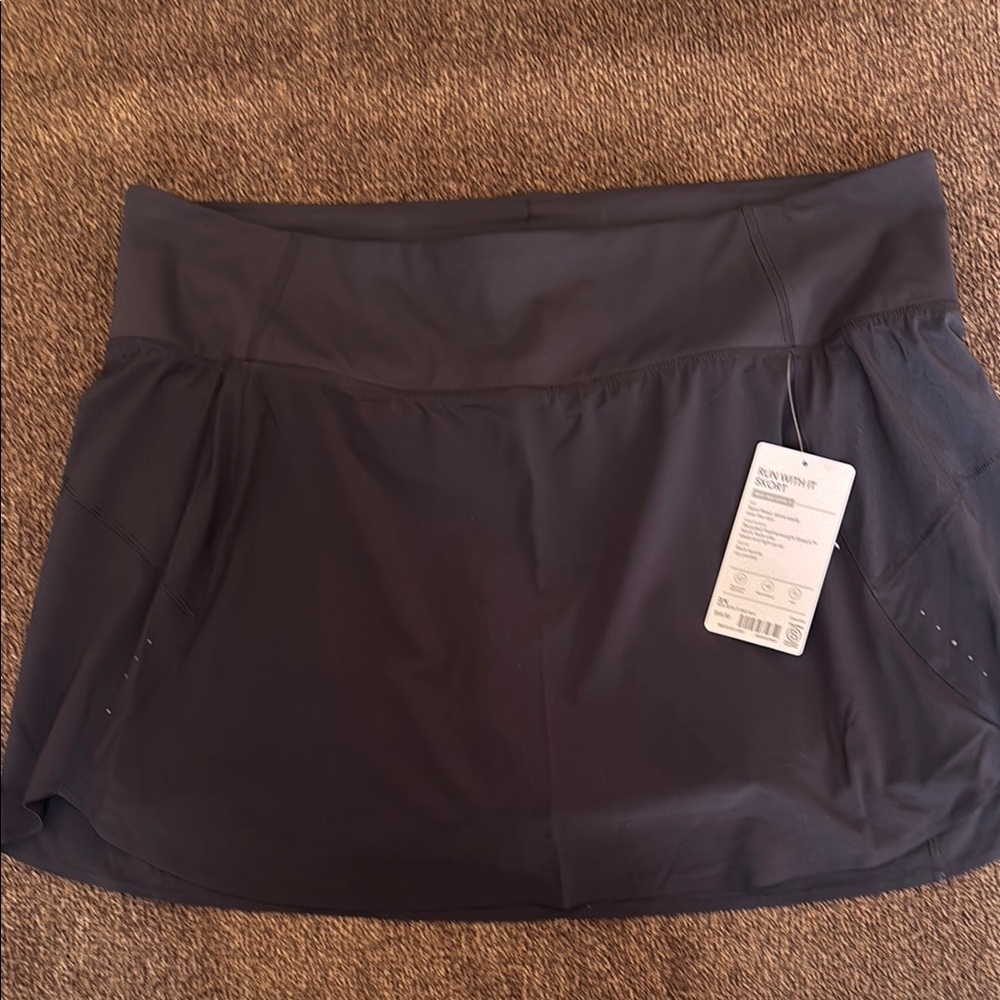 Athleta Black Run With It Skort with Zip Pocket